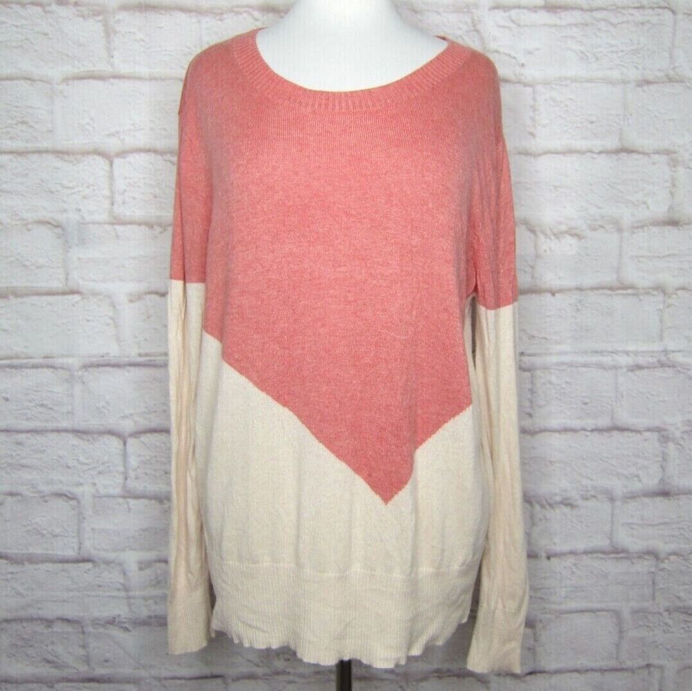 41 Hawthorn Presley Pink Colorblock Button-Back Sweater size L EUC